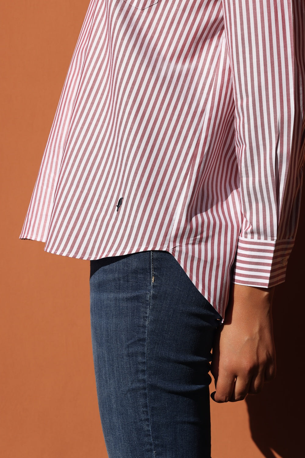 Chemise May – Blanc à rayures rouges