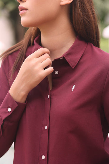 Chemise Amira – Bleu Azur & bordeau