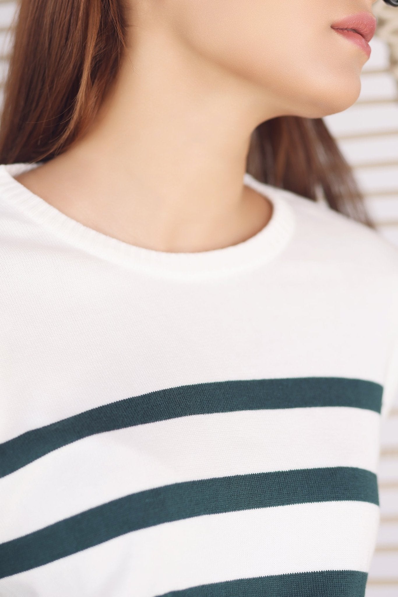 Marinière Ava – Blanc Rayé Vert