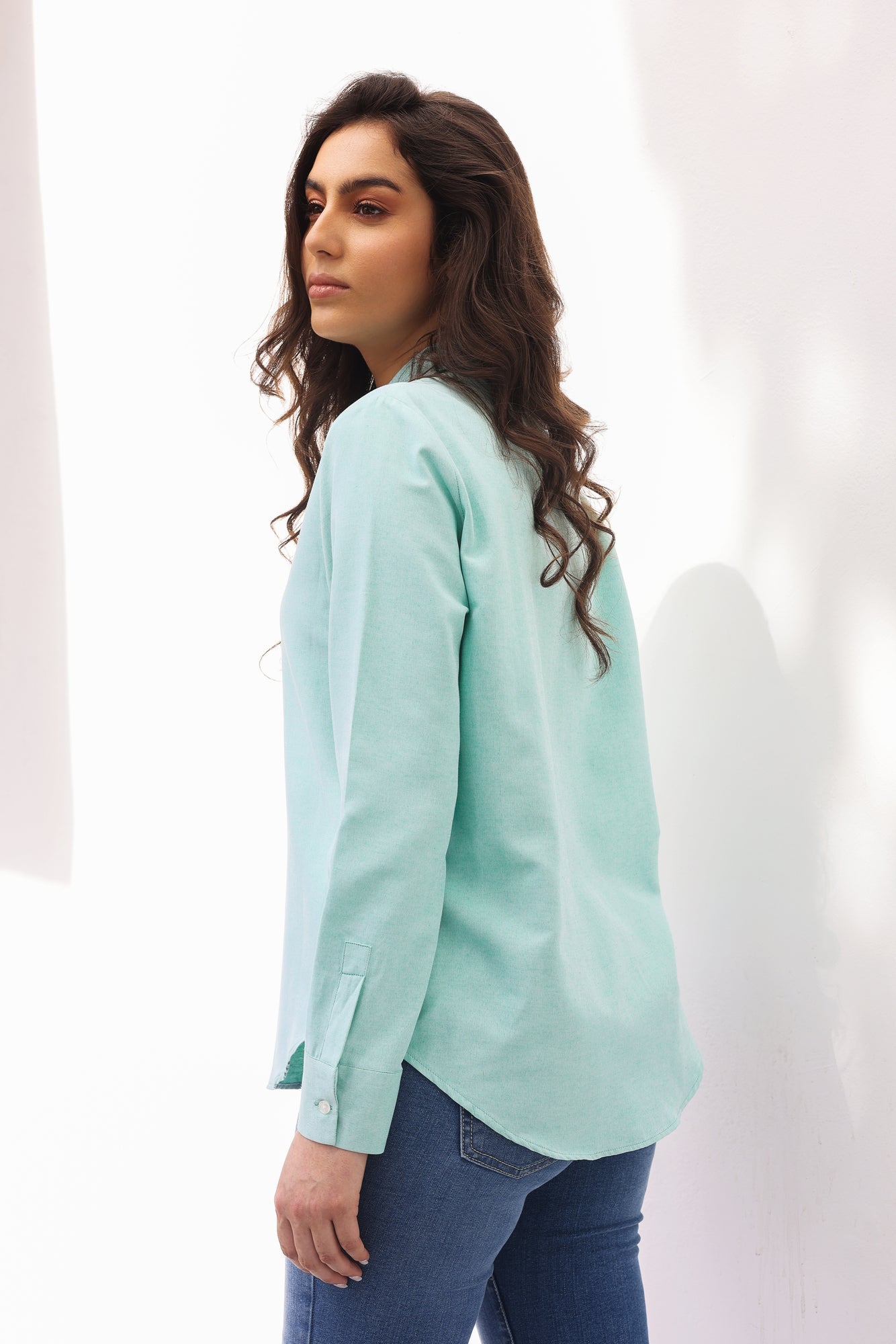 Chemise Amira – Vert eau & Rose Bonbon