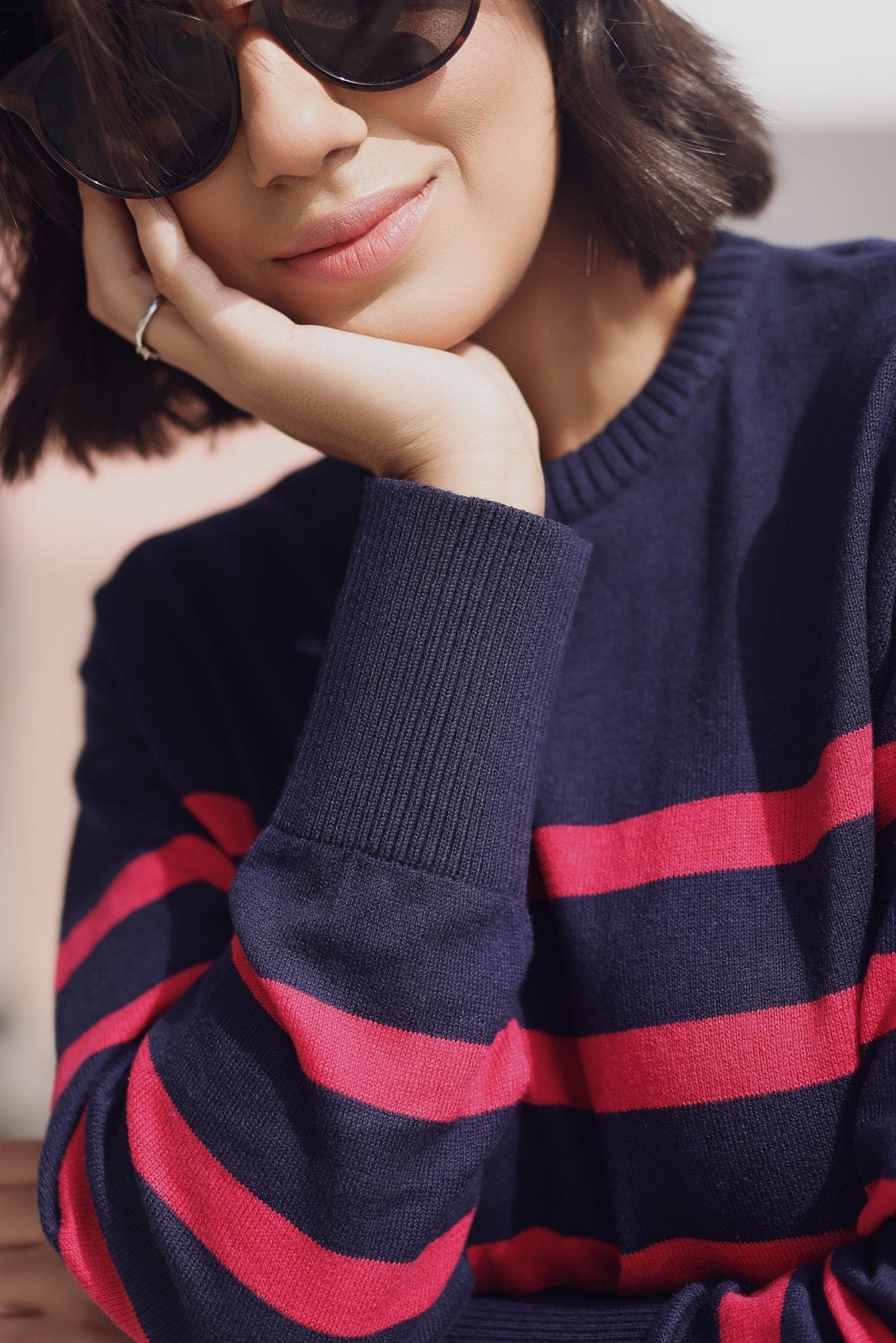 Marinière Ava – Bleu Rayé Rouge