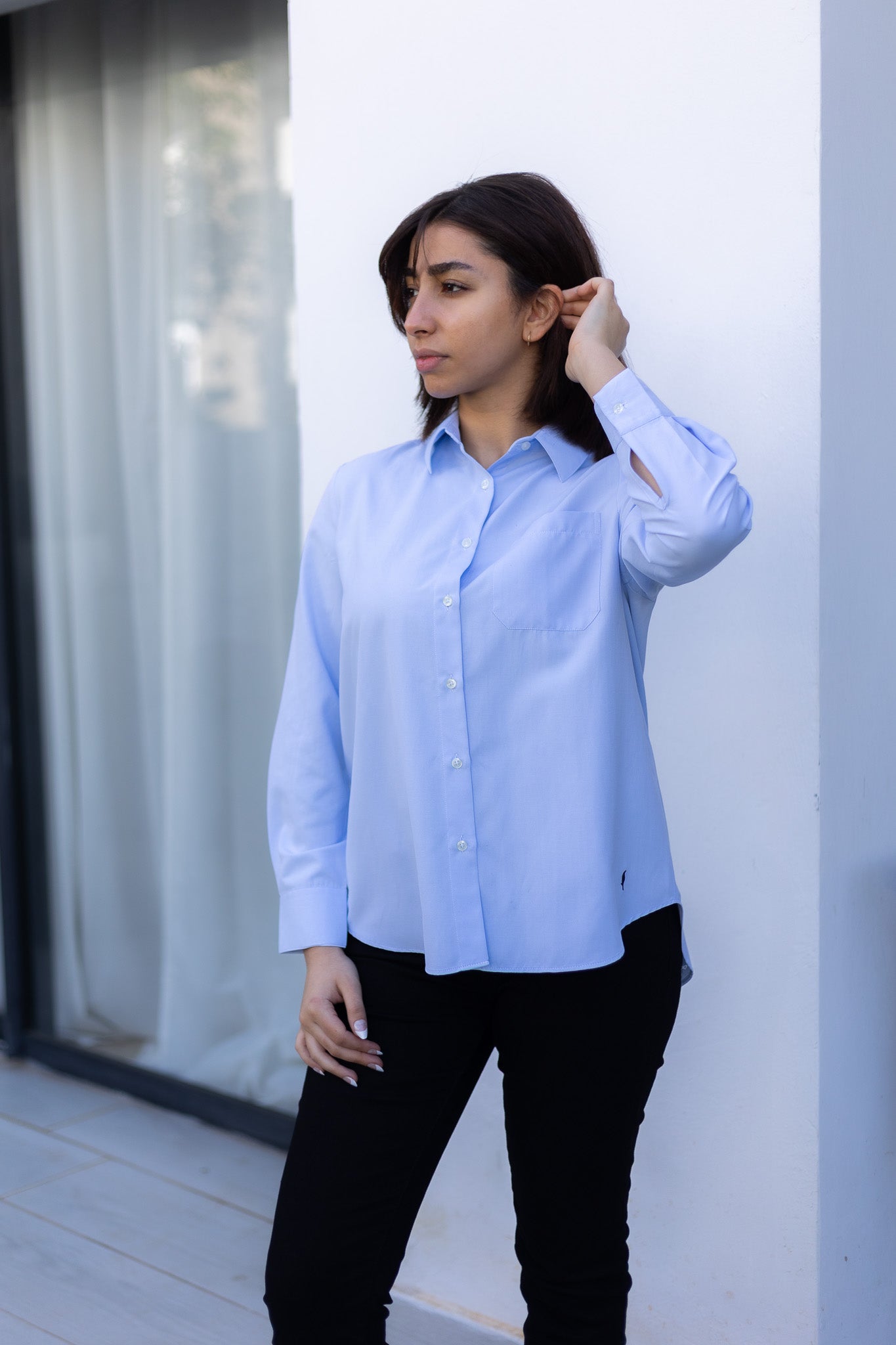 Chemise May – Blanc / Bleu Ciel / Rose
