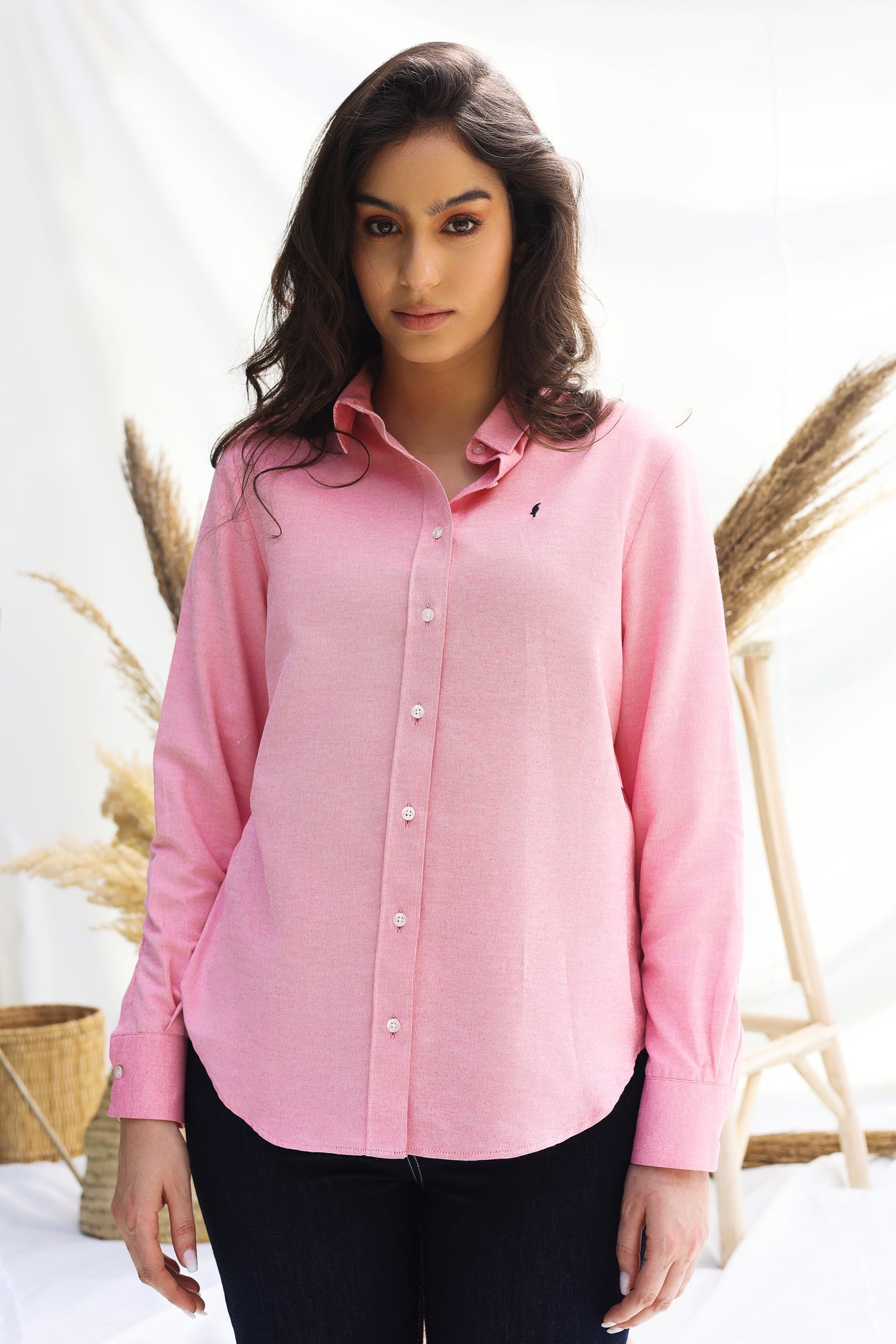 Chemise Amira – Vert eau & Rose Bonbon