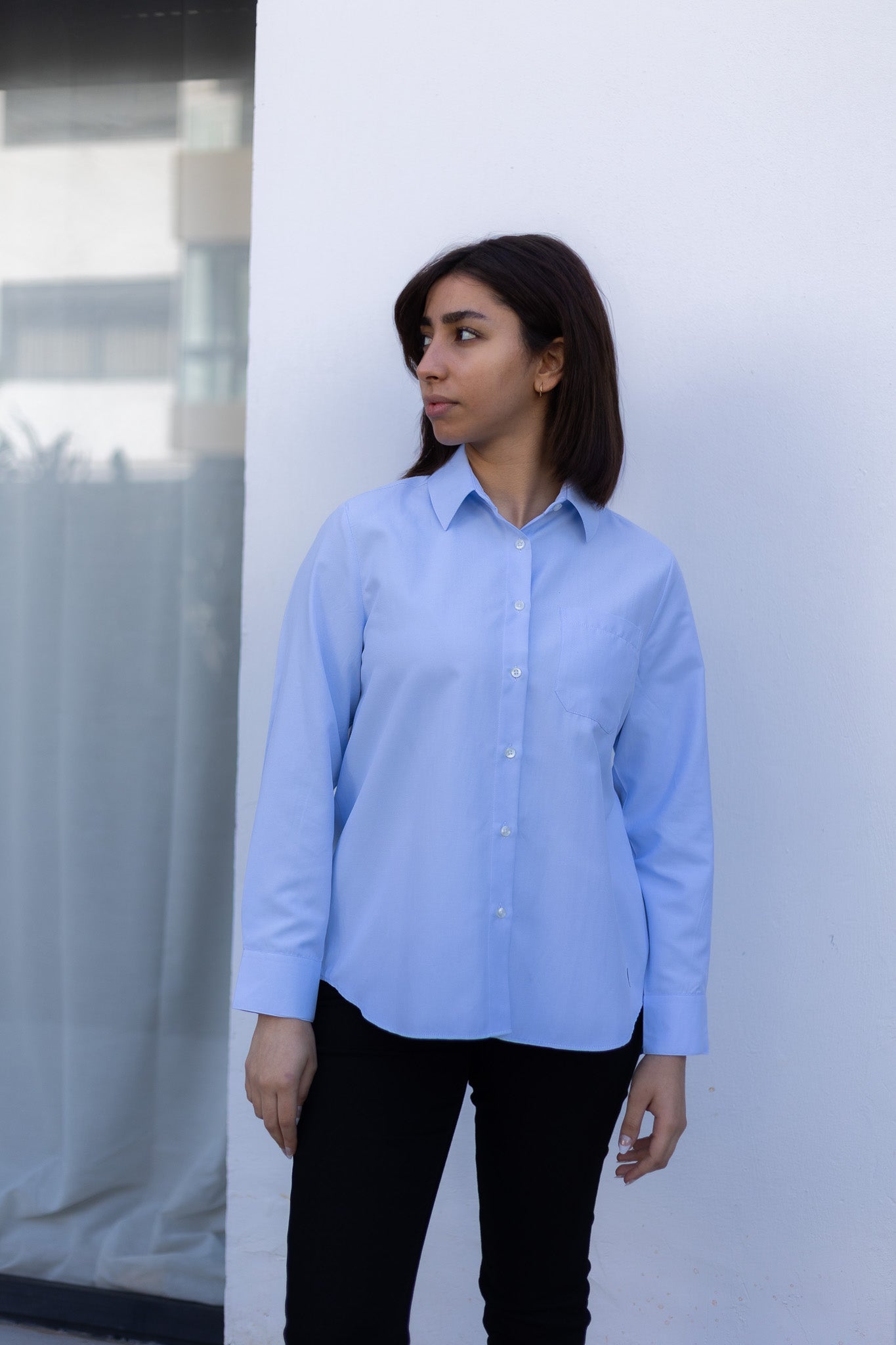 Chemise May – Blanc / Bleu Ciel / Rose