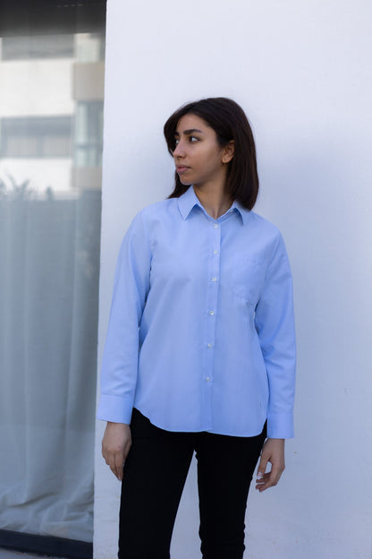 Chemise May – Blanc / Bleu Ciel / Rose