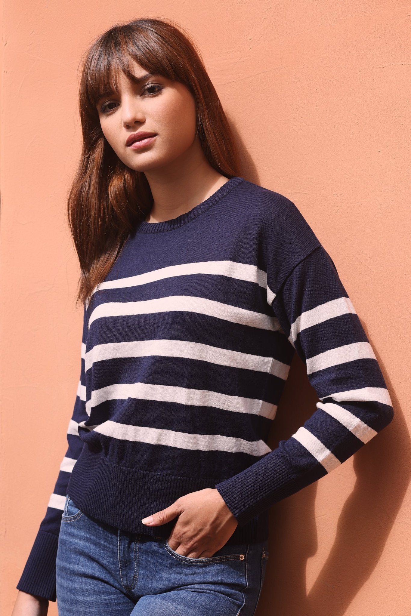 Marinière Ava – Bleu Rayé Blanc