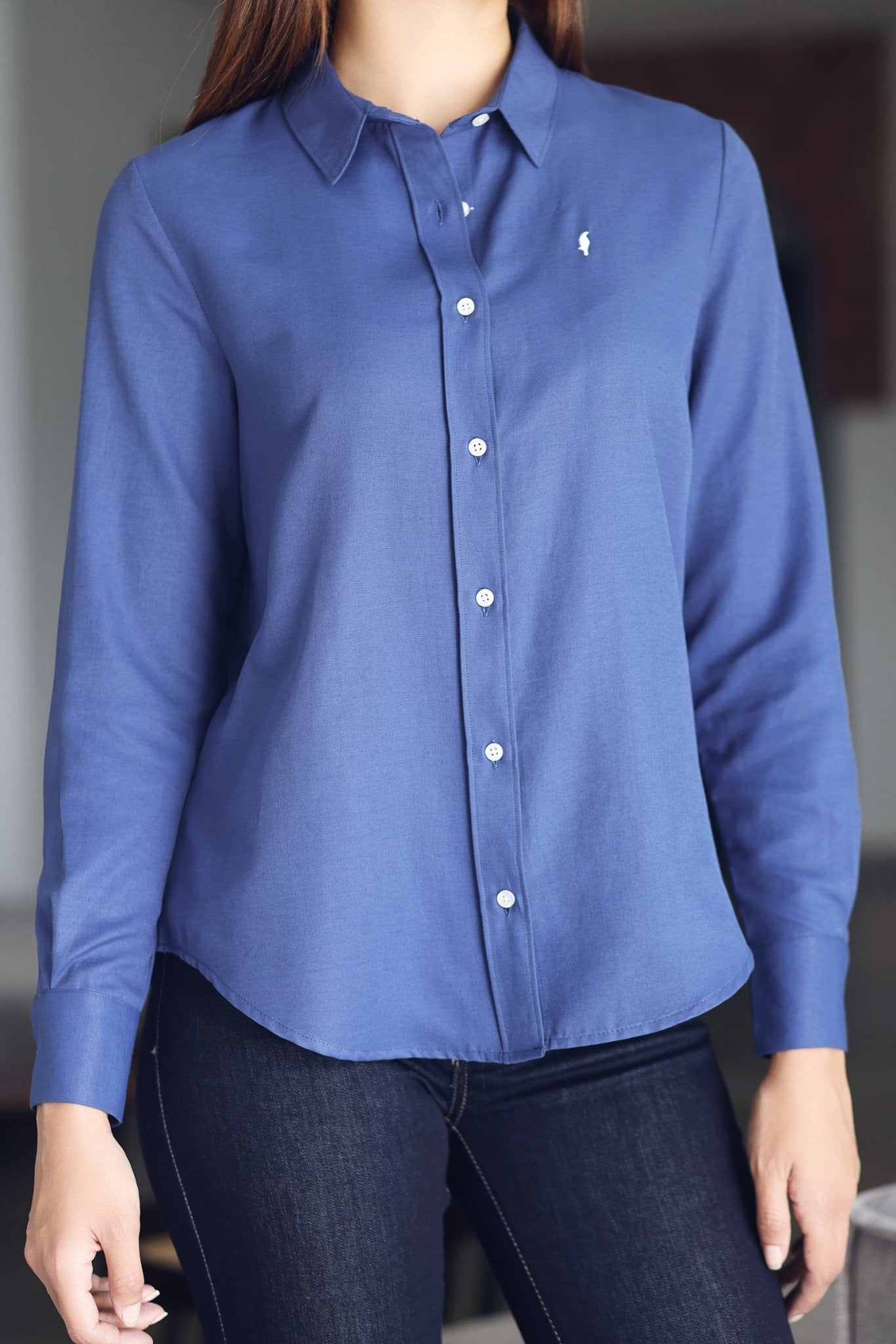 Chemise Amira – Bleu Azur & bordeau