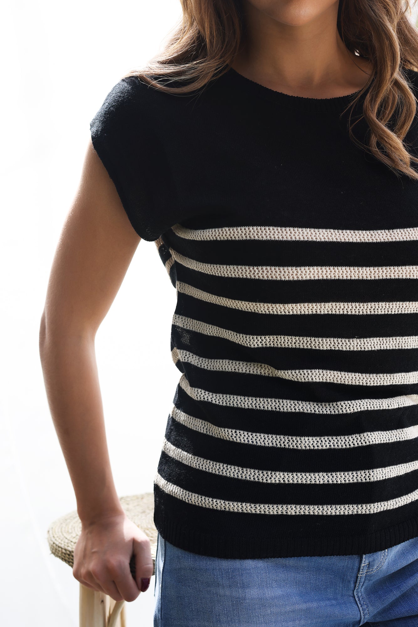Top Maha – Noir rayé Écru