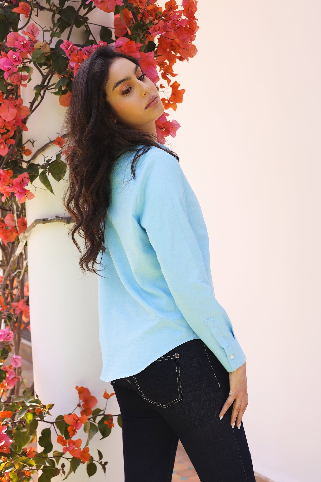 Chemise Amira – Turquoise & Champagne