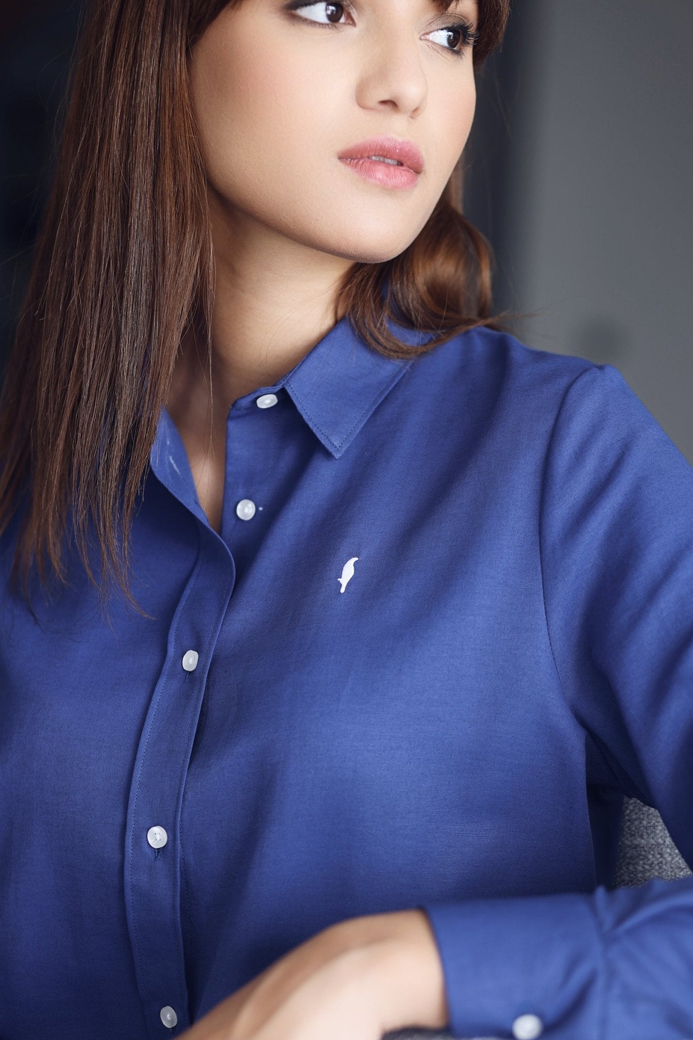 Chemise Amira – Bleu Azur & bordeau