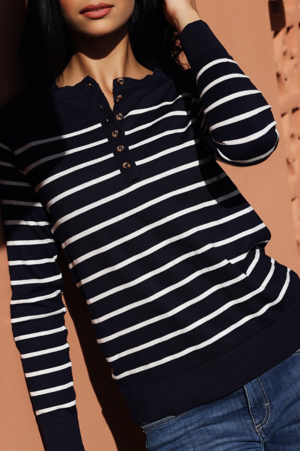 Pull Marinière Syrine – Bleu Rayé Blanc