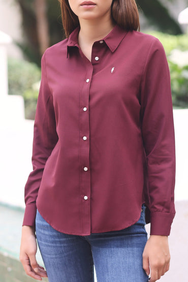 Chemise Amira – Bleu Azur & bordeau