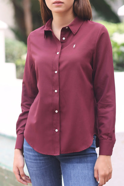 Chemise Amira – Bleu Azur & bordeau