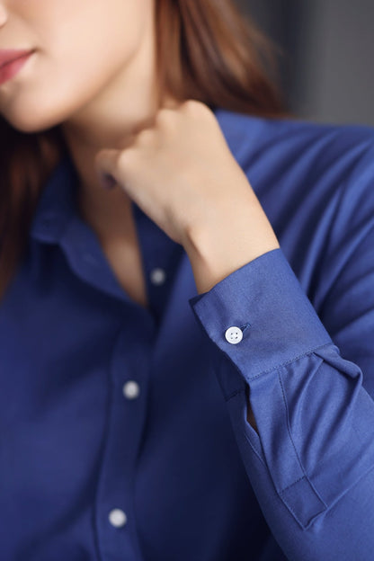 Chemise Amira – Bleu Azur & bordeau