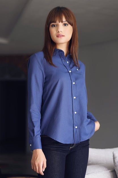 Chemise Amira – Bleu Azur & bordeau