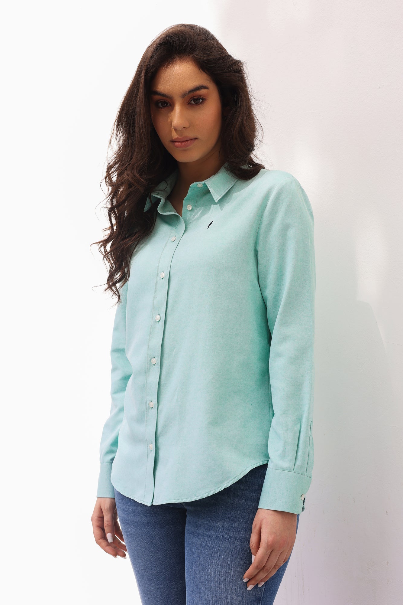 Chemise Amira – Vert eau & Rose Bonbon