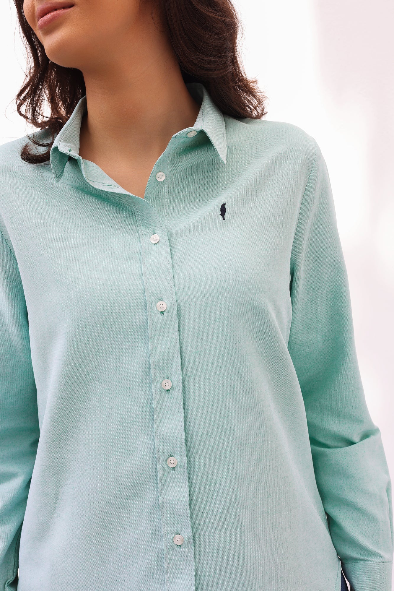 Chemise Amira – Vert eau & Rose Bonbon