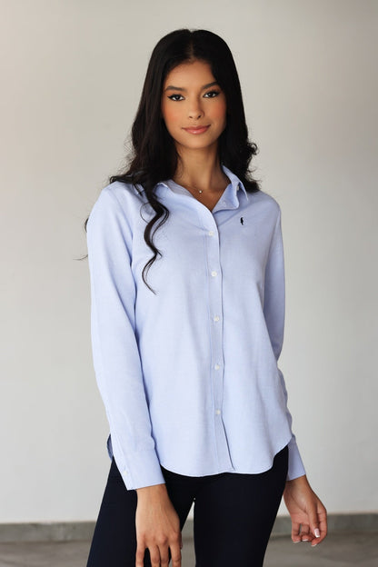 Chemise Amira – Rose Pâle & Bleu Ciel