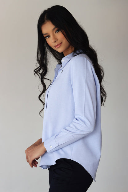 Chemise Amira – Rose Pâle & Bleu Ciel