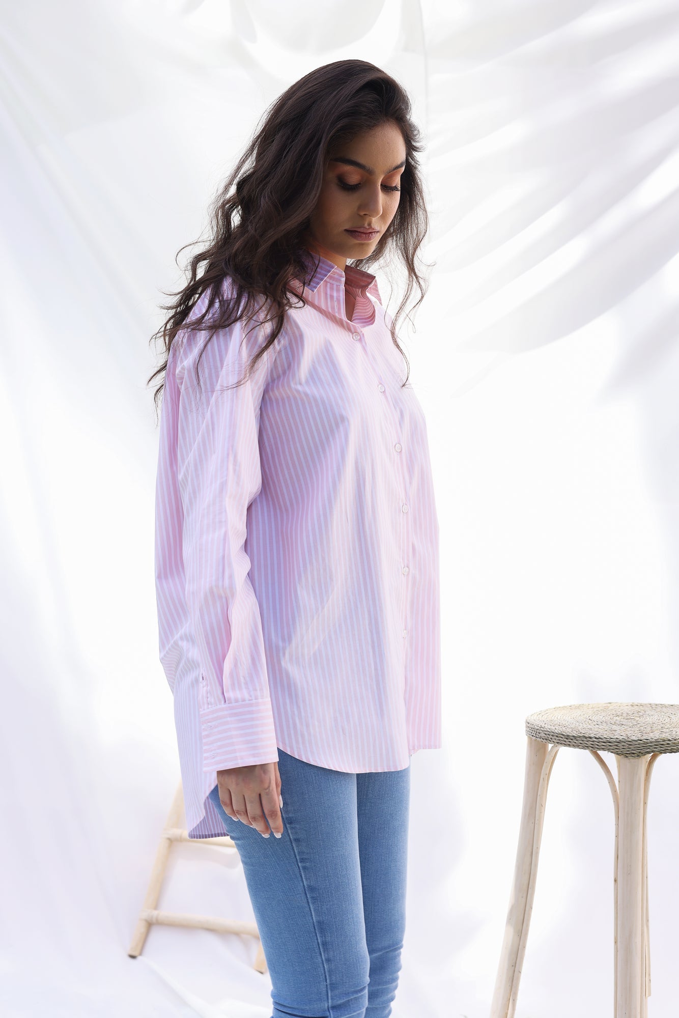 Chemise Amber – Blanc Rayé Rose